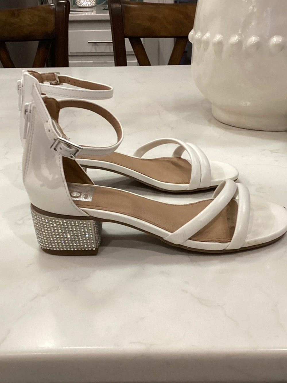 Dolce Vita White Rhinestone Platform Dress Sandals